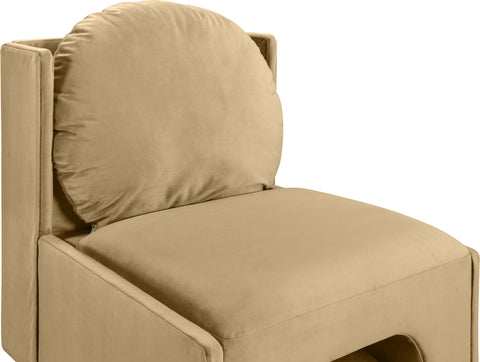 Indie Camel Velvet Upholstered Accent Chair, 1 Piece