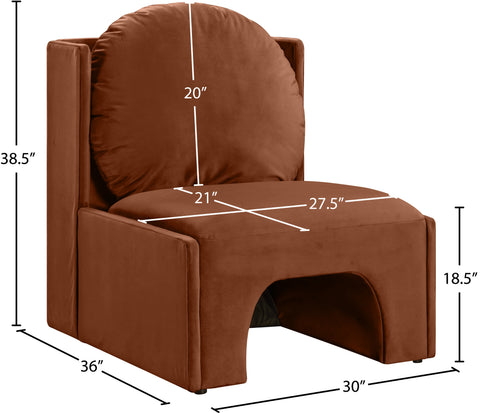 Indie Cognac Velvet Upholstered Accent Chair, 1 Piece