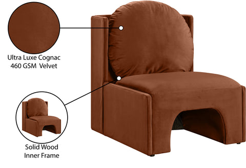 Indie Cognac Velvet Upholstered Accent Chair, 1 Piece