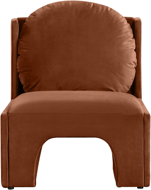Indie Cognac Velvet Upholstered Accent Chair, 1 Piece