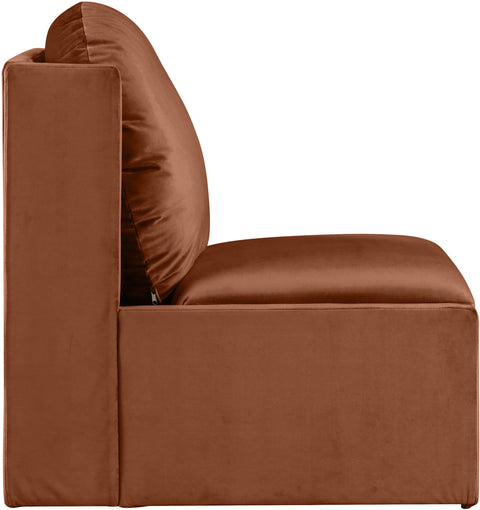 Indie Cognac Velvet Upholstered Accent Chair, 1 Piece