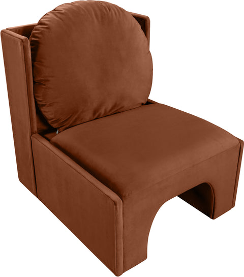 Indie Cognac Velvet Upholstered Accent Chair, 1 Piece