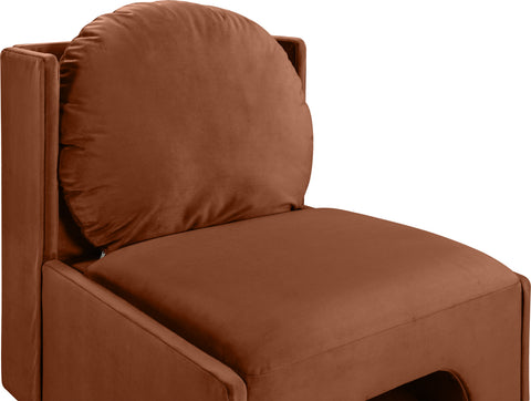 Indie Cognac Velvet Upholstered Accent Chair, 1 Piece