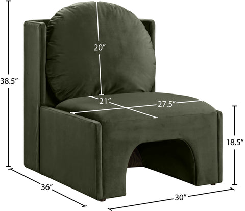 Indie Green Velvet Upholstered Accent Chair, 1 Piece