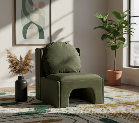 Indie Green Velvet Upholstered Accent Chair, 1 Piece
