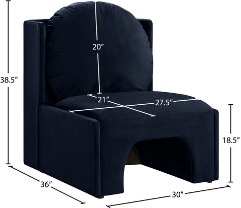 Indie Navy Velvet Upholstered Accent Chair, 1 Piece