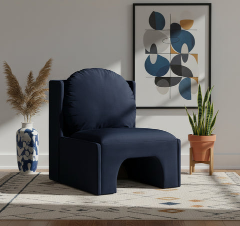 Indie Navy Velvet Upholstered Accent Chair, 1 Piece