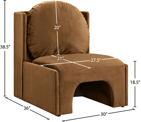 Indie Saddle Velvet Upholstered Accent Chair, 1 Piece