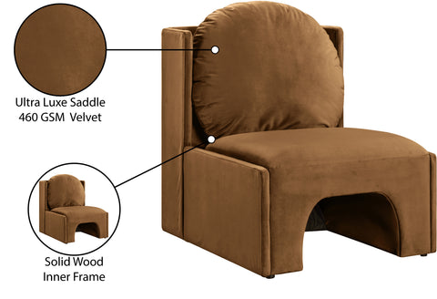 Indie Saddle Velvet Upholstered Accent Chair, 1 Piece
