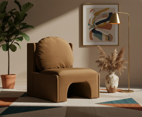 Indie Saddle Velvet Upholstered Accent Chair, 1 Piece