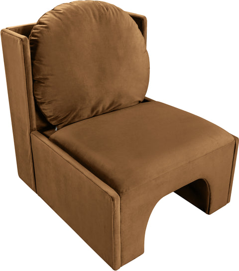 Indie Saddle Velvet Upholstered Accent Chair, 1 Piece