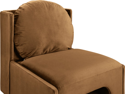 Indie Saddle Velvet Upholstered Accent Chair, 1 Piece