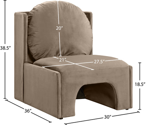 Indie Taupe Velvet Upholstered Accent Chair, 1 Piece