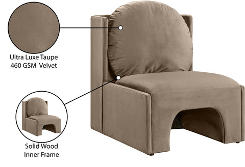 Indie Taupe Velvet Upholstered Accent Chair, 1 Piece
