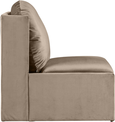 Indie Taupe Velvet Upholstered Accent Chair, 1 Piece