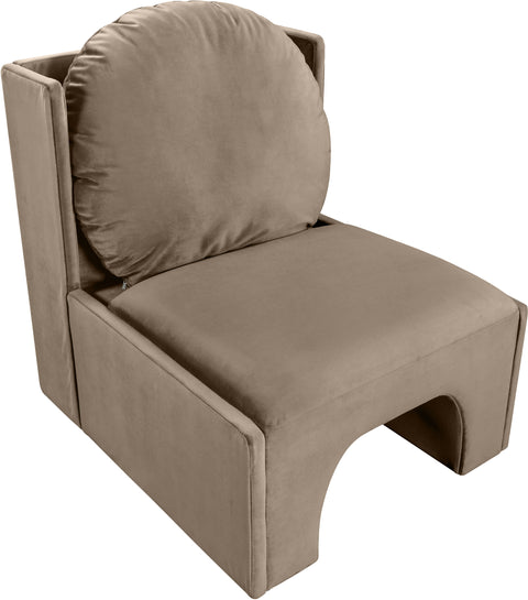 Indie Taupe Velvet Upholstered Accent Chair, 1 Piece