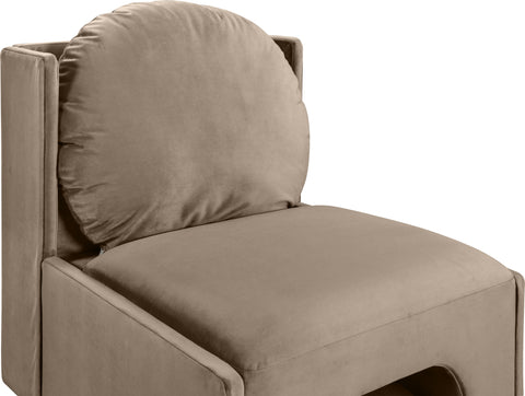 Indie Taupe Velvet Upholstered Accent Chair, 1 Piece