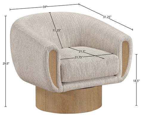 Harper Beige Interwoven Fabric Upholstered Swivel Accent Chair, 1 Piece