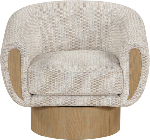 Harper Beige Interwoven Fabric Upholstered Swivel Accent Chair, 1 Piece