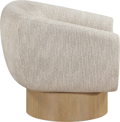 Harper Beige Interwoven Fabric Upholstered Swivel Accent Chair, 1 Piece