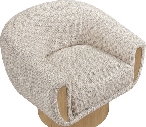 Harper Beige Interwoven Fabric Upholstered Swivel Accent Chair, 1 Piece