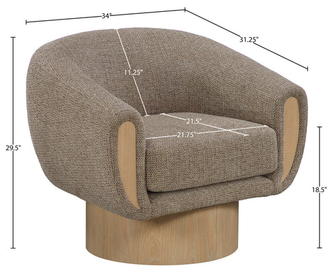 Harper Brown Interwoven Fabric Upholstered Swivel Accent Chair, 1 Piece