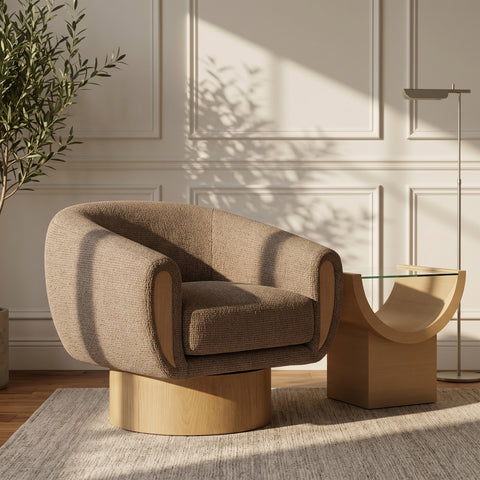 Harper Brown Interwoven Fabric Upholstered Swivel Accent Chair, 1 Piece