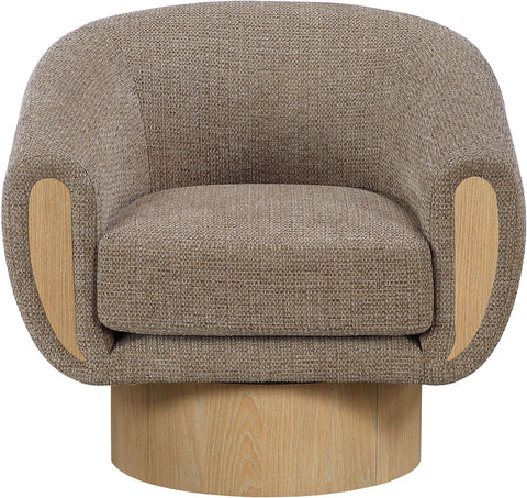 Harper Brown Interwoven Fabric Upholstered Swivel Accent Chair, 1 Piece