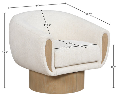 Harper Cream Interwoven Fabric Upholstered Swivel Accent Chair, 1 Piece