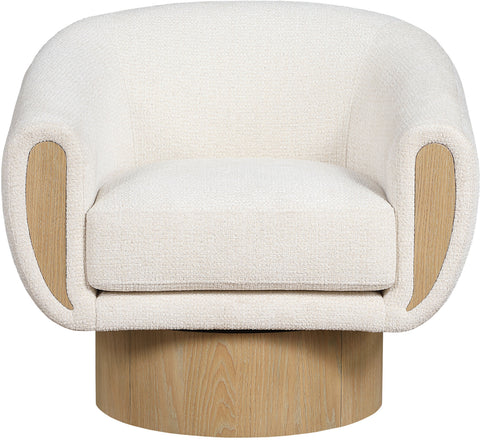 Harper Cream Interwoven Fabric Upholstered Swivel Accent Chair, 1 Piece