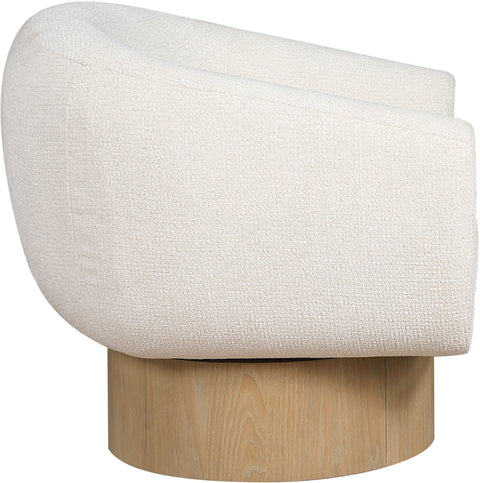 Harper Cream Interwoven Fabric Upholstered Swivel Accent Chair, 1 Piece