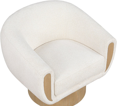 Harper Cream Interwoven Fabric Upholstered Swivel Accent Chair, 1 Piece