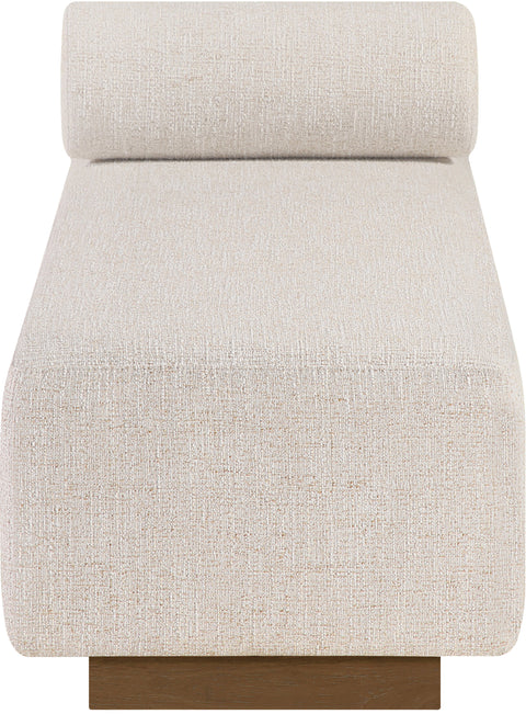 Willow Beige Cane And Linen Textured Fabric Upholstered Chaise, 1 Piece