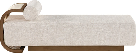 Willow Beige Cane And Linen Textured Fabric Upholstered Chaise, 1 Piece