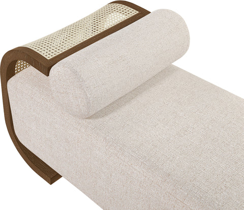 Willow Beige Cane And Linen Textured Fabric Upholstered Chaise, 1 Piece