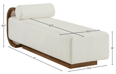 Willow Cream Cane And Linen Textured Fabric Upholstered Chaise, 1 Piece
