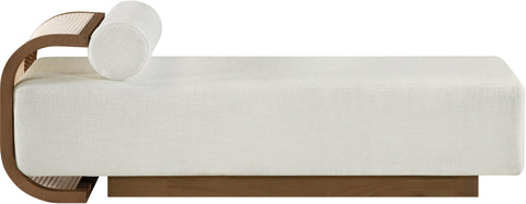 Willow Cream Cane And Linen Textured Fabric Upholstered Chaise, 1 Piece
