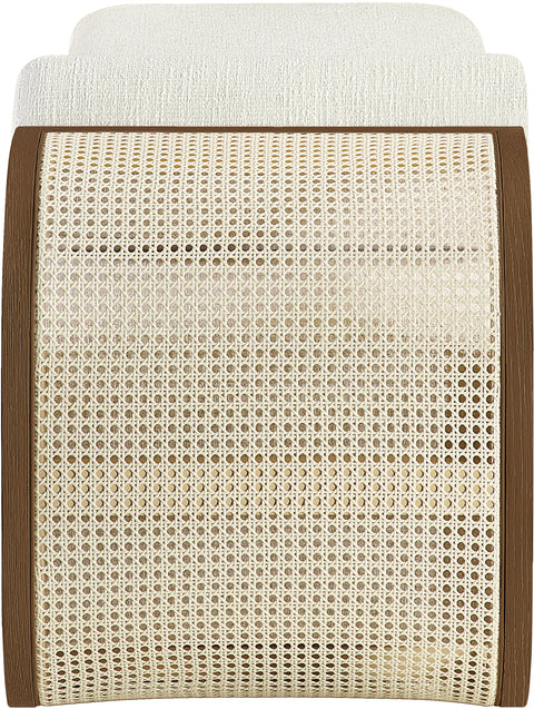 Willow Cream Cane And Linen Textured Fabric Upholstered Chaise, 1 Piece