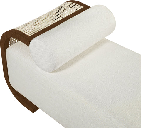 Willow Cream Cane And Linen Textured Fabric Upholstered Chaise, 1 Piece