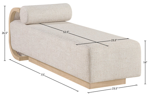 Willow Beige Cane And Linen Textured Fabric Upholstered Chaise, 1 Piece (Style 2)