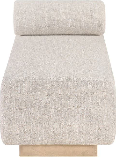 Willow Beige Cane And Linen Textured Fabric Upholstered Chaise, 1 Piece (Style 2)