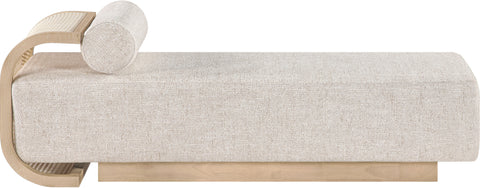 Willow Beige Cane And Linen Textured Fabric Upholstered Chaise, 1 Piece (Style 2)