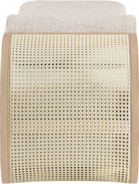 Willow Beige Cane And Linen Textured Fabric Upholstered Chaise, 1 Piece (Style 2)
