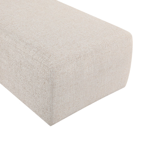 Willow Beige Cane And Linen Textured Fabric Upholstered Chaise, 1 Piece (Style 2)
