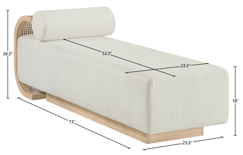 Willow Cream Cane And Linen Textured Fabric Upholstered Chaise, 1 Piece (Style 2)