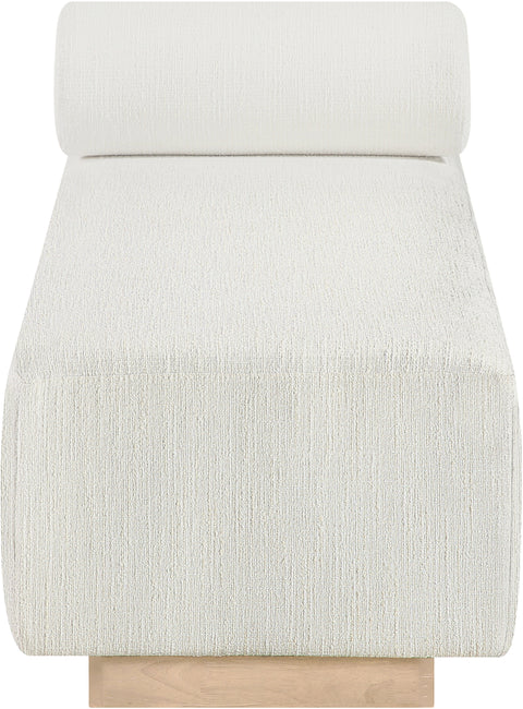 Willow Cream Cane And Linen Textured Fabric Upholstered Chaise, 1 Piece (Style 2)