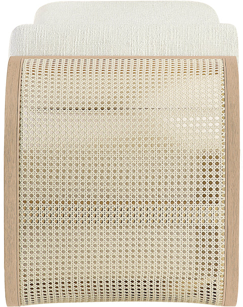 Willow Cream Cane And Linen Textured Fabric Upholstered Chaise, 1 Piece (Style 2)