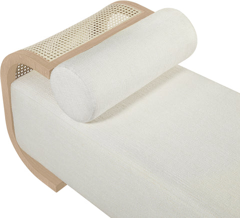 Willow Cream Cane And Linen Textured Fabric Upholstered Chaise, 1 Piece (Style 2)