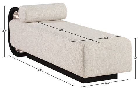 Willow Beige Cane And Linen Textured Fabric Upholstered Chaise, 1 Piece (Style 3)