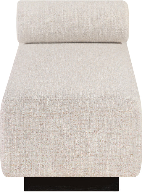 Willow Beige Cane And Linen Textured Fabric Upholstered Chaise, 1 Piece (Style 3)